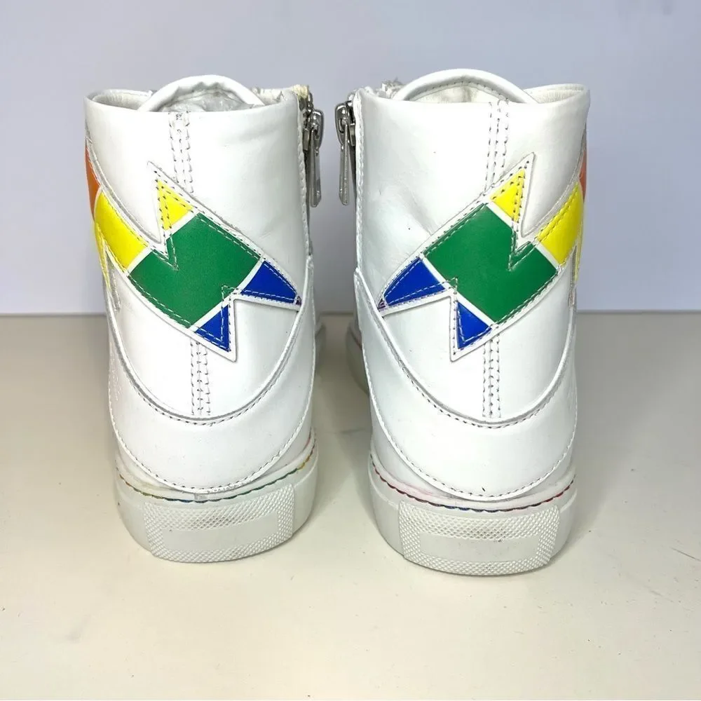 New Zadig &‎ Voltaire Womens High Flash Pride Lightning Bolt Sneakers $498